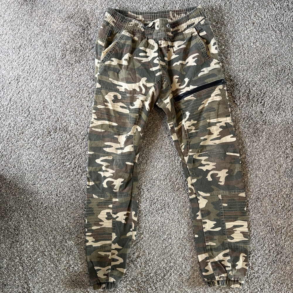 Ring of Fire Men's Pants Green Camo Joggers Stretch Casual Comfort Size M